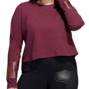 NWT Adidas Long Sleeve Holiday Graphics Cropped Top in Victory Crimson (1X)